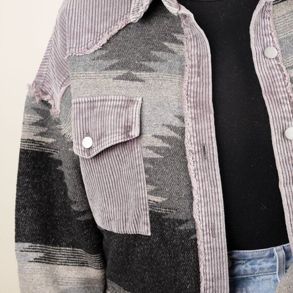 TETON HIKE Cropped Black Aztec Shacket Trucker Jacket XL NWT - Picture 3 of 3